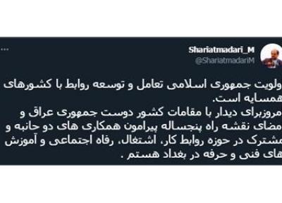 شریعتمداری : اولویت جمهوری اسلامی ایران تعامل و توسعه روابط با کشورهای همسایه است